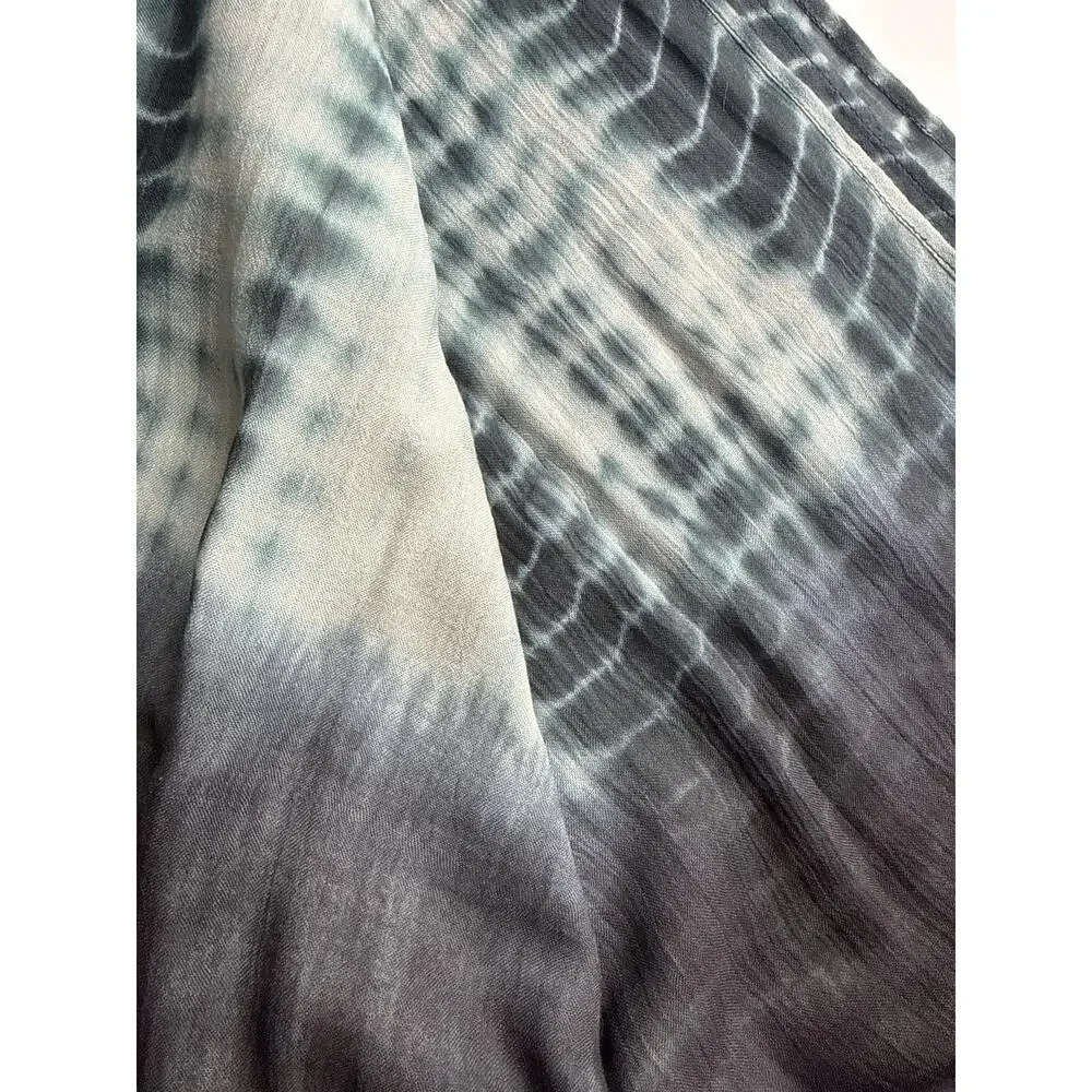 Chan Luu Tie Dye Scarf in Teal Blue and Black